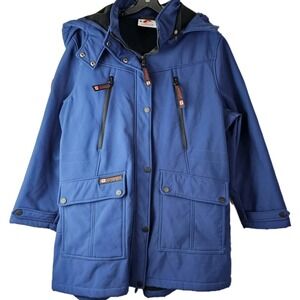 Canada Weather Gear Blue Soft‎ Shell Hooded Anorak Coat Women's 1X Cinched Waist